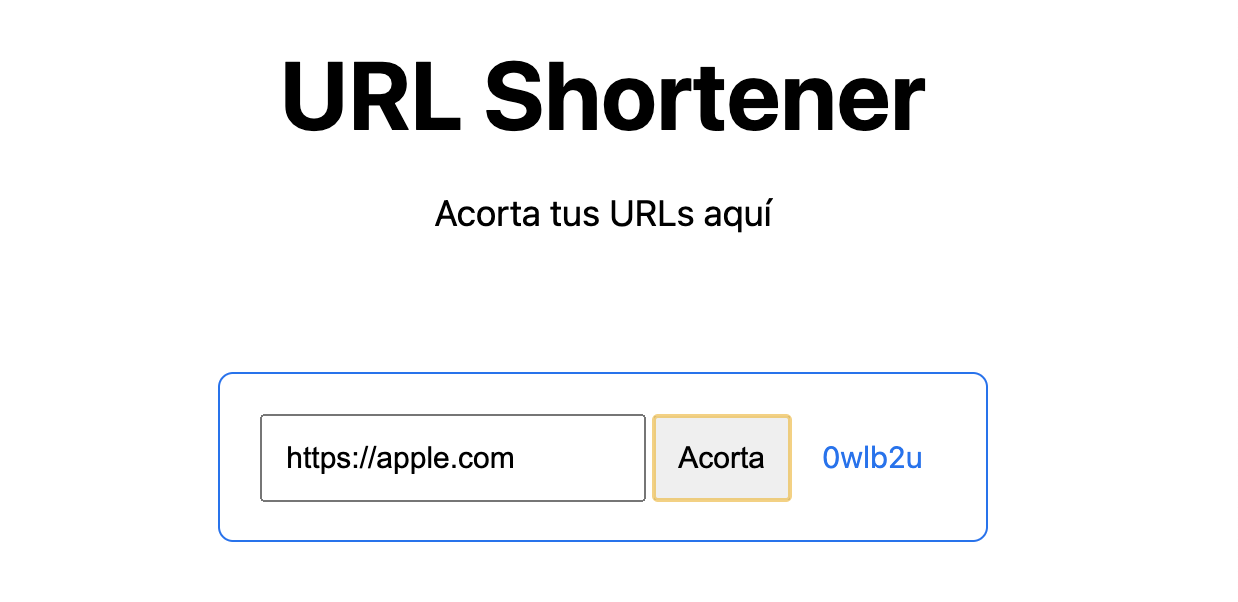 URL corta enviada al frontend